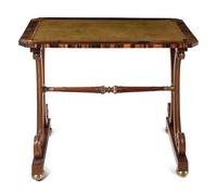 A Regency Brass-Inlaid Calamander and Indian Rosewood Writing Table