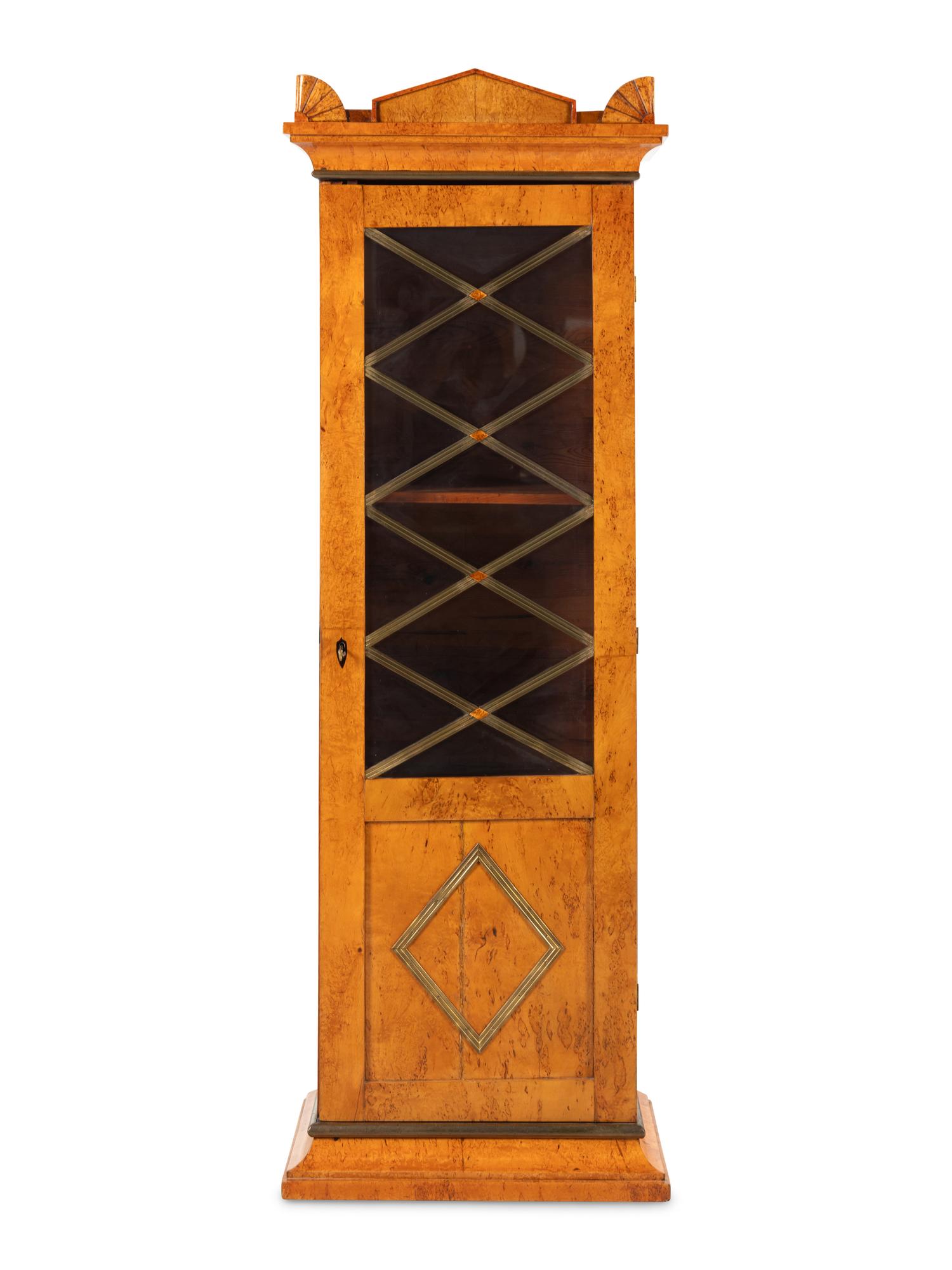 A Russian Neoclassical Karelian Birch Vitrine Cabinet