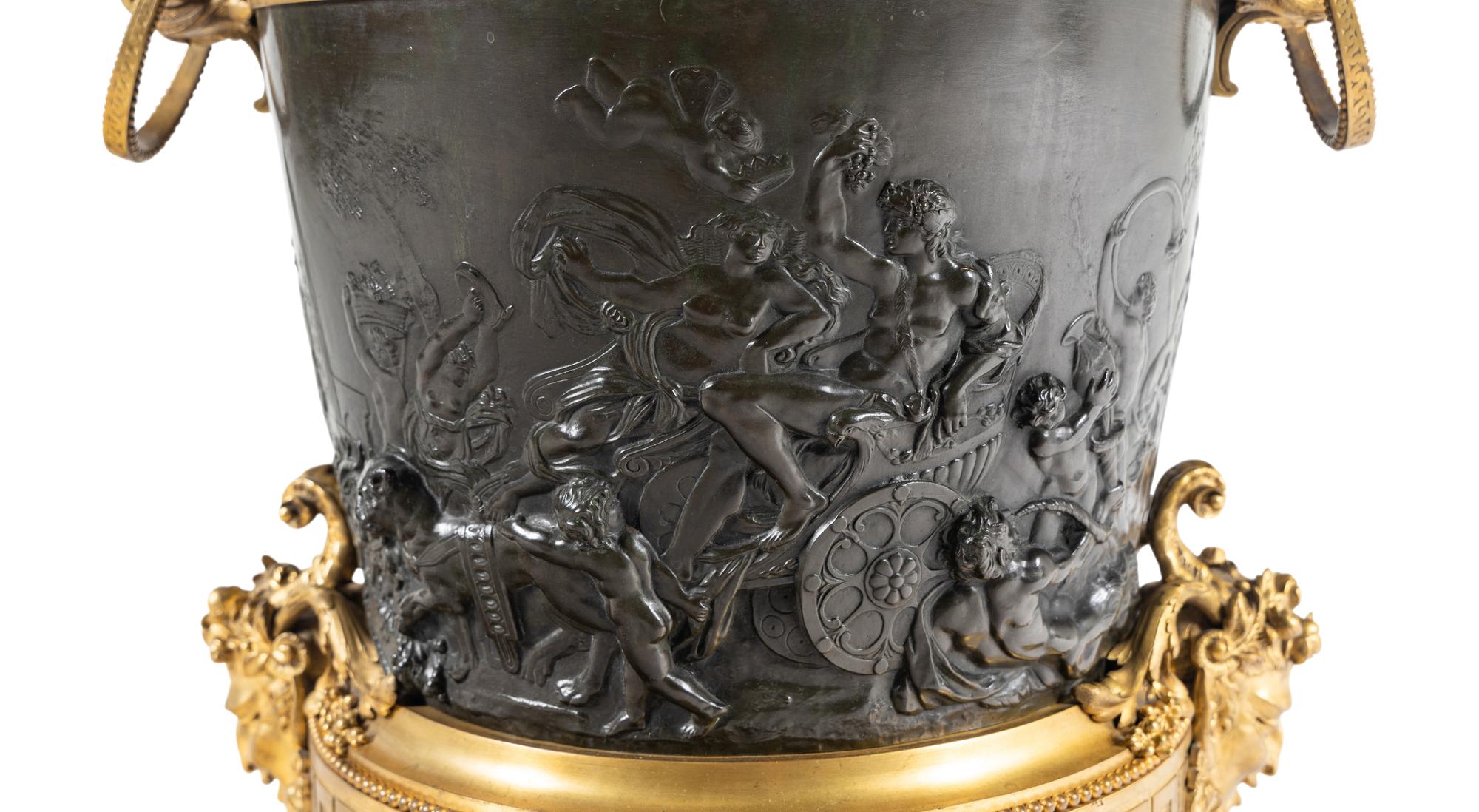 A Napoleon III Gilt and Patinated Bronze Wine Cooler or Jardinière