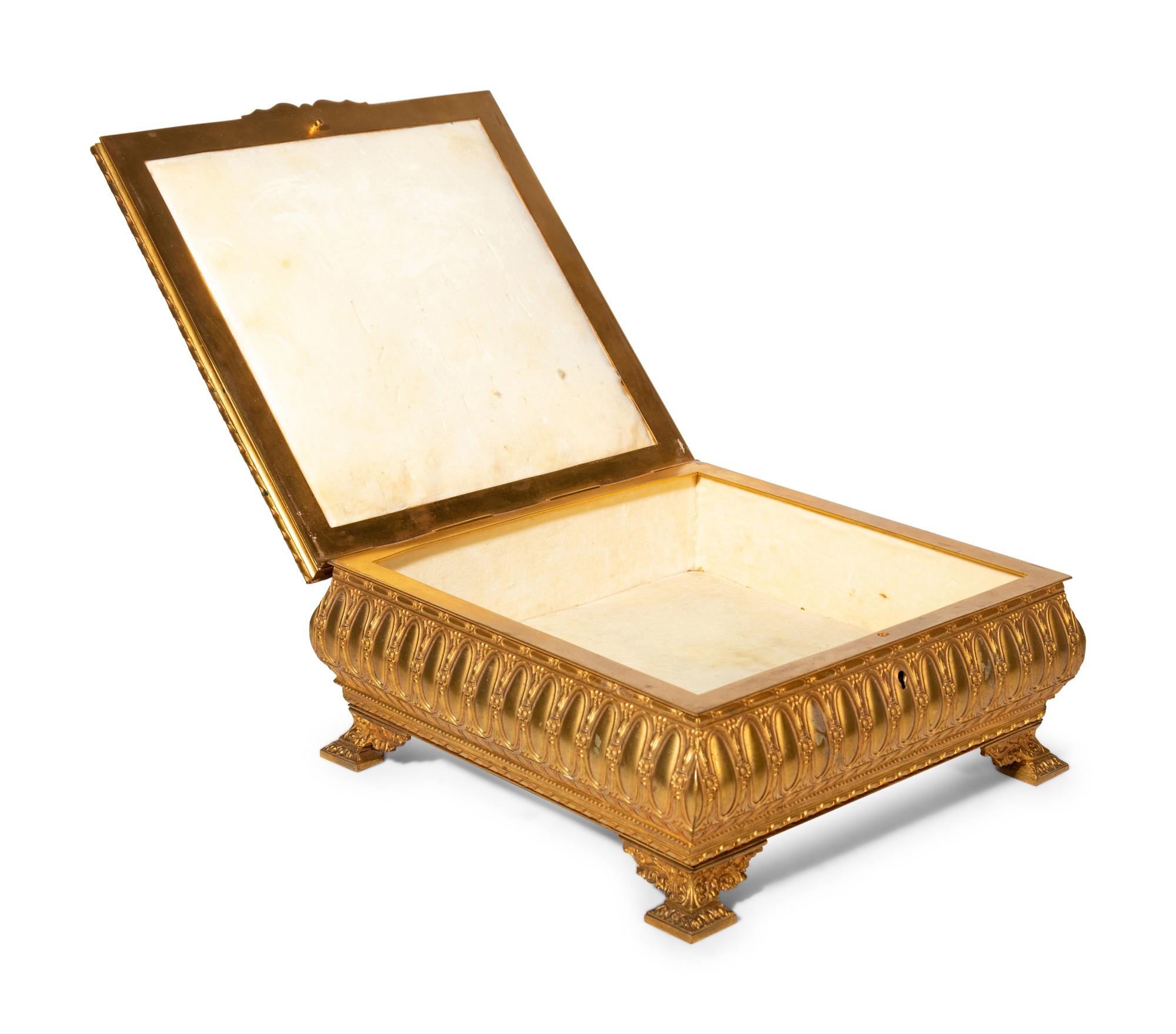 A French Gilt Metal and Enamel Inset Table Casket