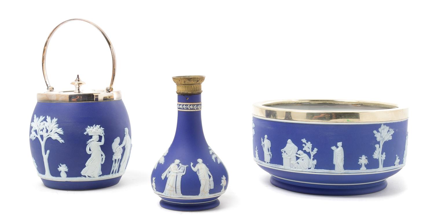 Three Wedgwood Jasperware Articles Diameter of first 8 1/4 inches.