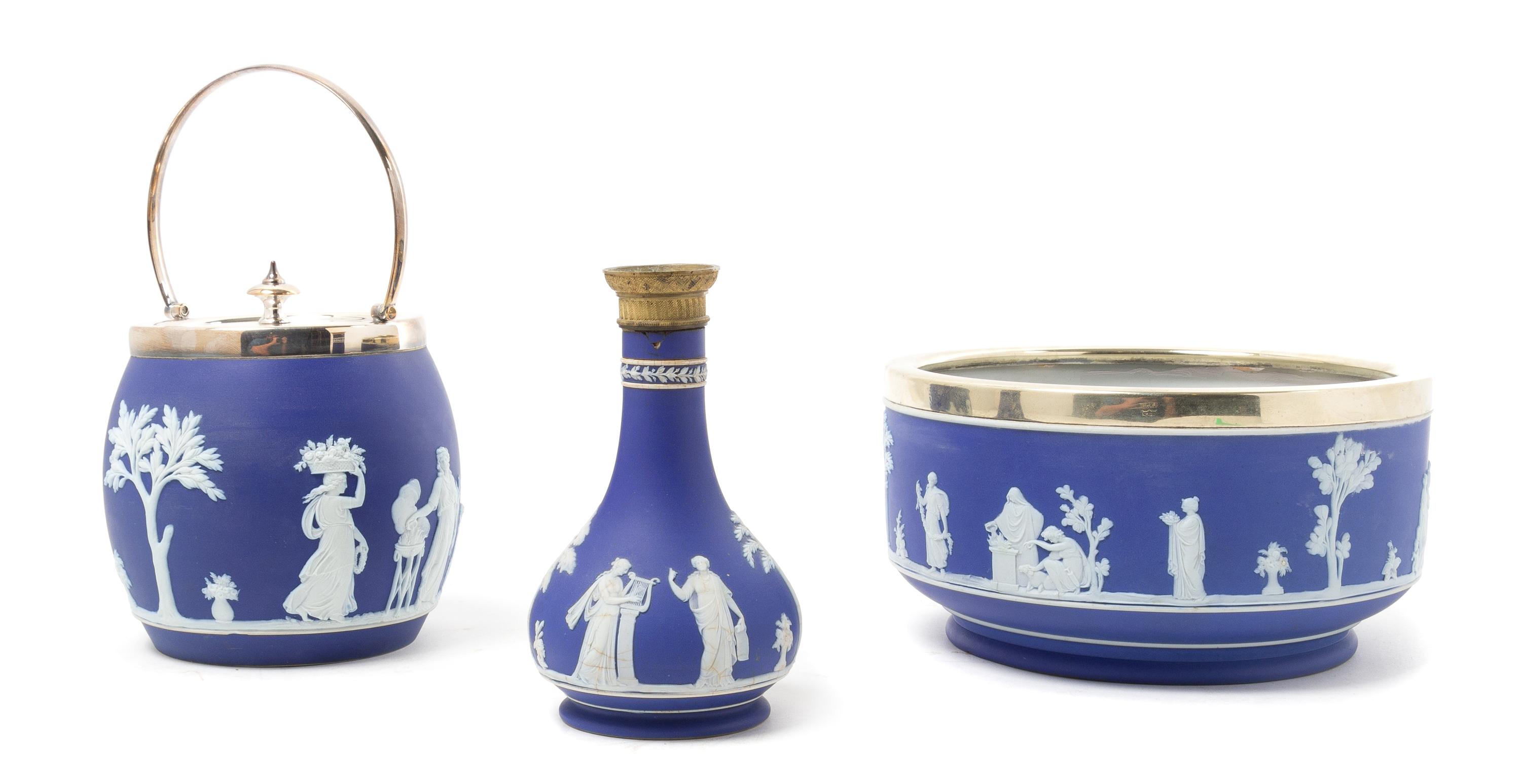 Three Wedgwood Jasperware Articles Diameter of first 8 1/4 inches.
