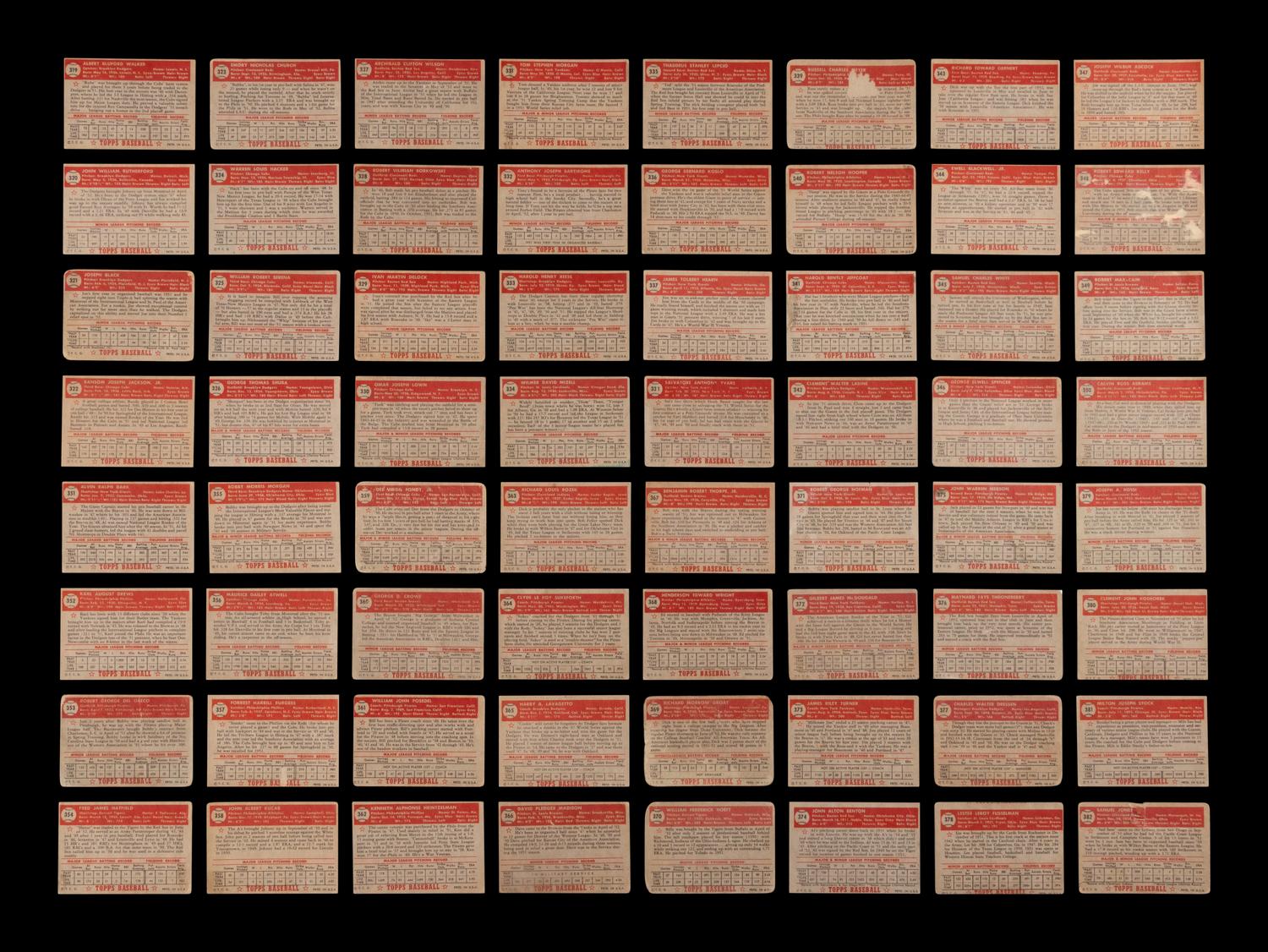 A Near Set of 1952 Topps Baseball Cards (402/407) Featuring 93 High Numbers