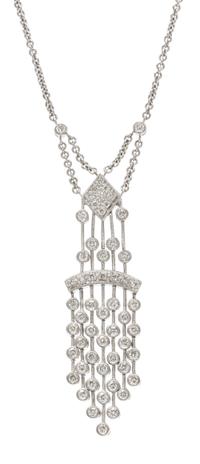 An 18 Karat White Gold and Diamond Lavalier Necklace, Italian, 9.30 dwts.