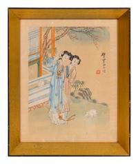 A Pair of Japanese Paintings Depicting Ladies