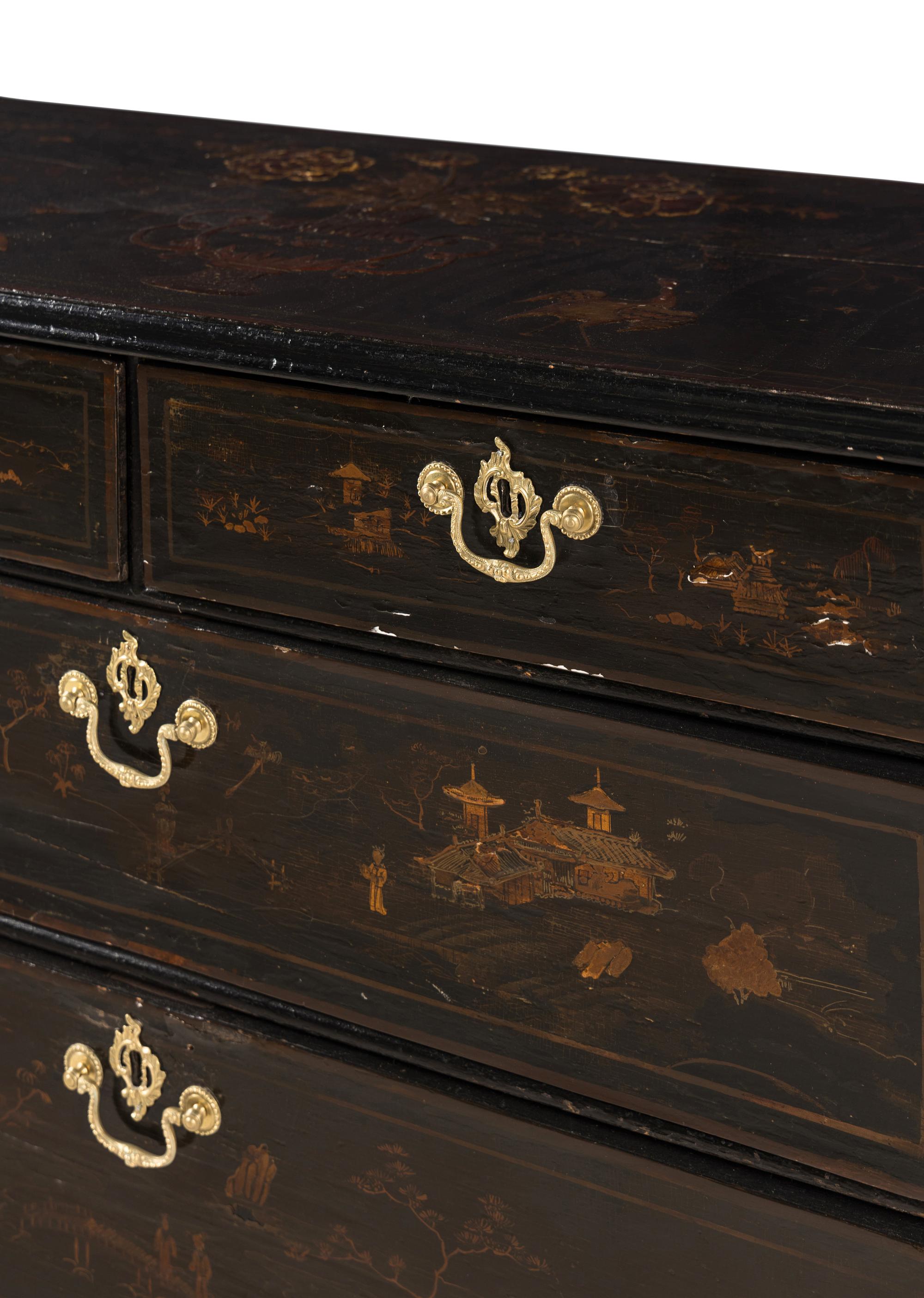 A George III Black Japanned Chest of Drawers