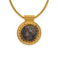 CARLO GIULIANO, ETRUSCAN REVIVAL, BRONZE MEDALLION NECKLACE