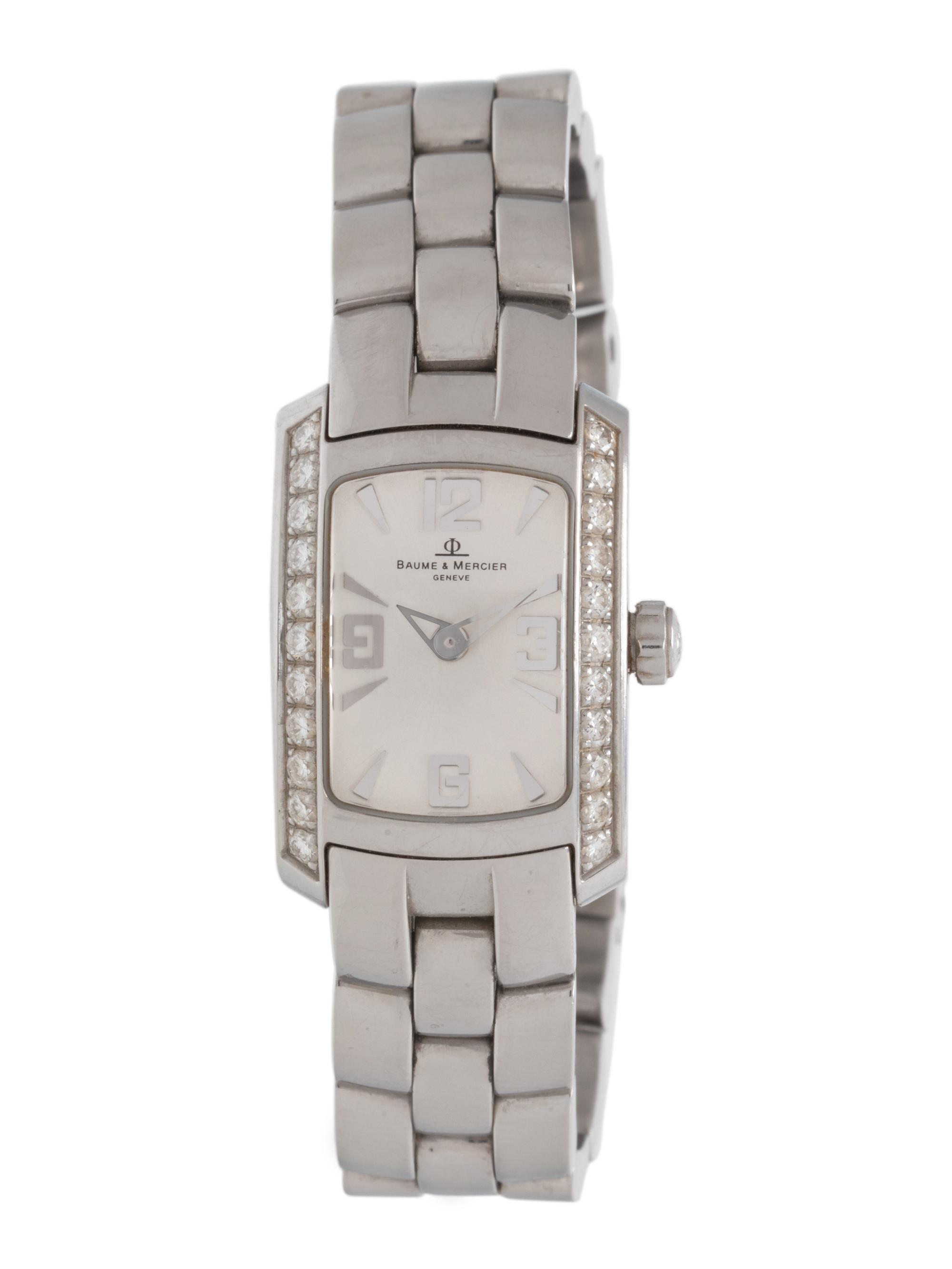 BAUME & MERCIER, REF. 65363 STAINLESS STEEL AND DIAMOND 'HAMPTON' WRISTWATCH