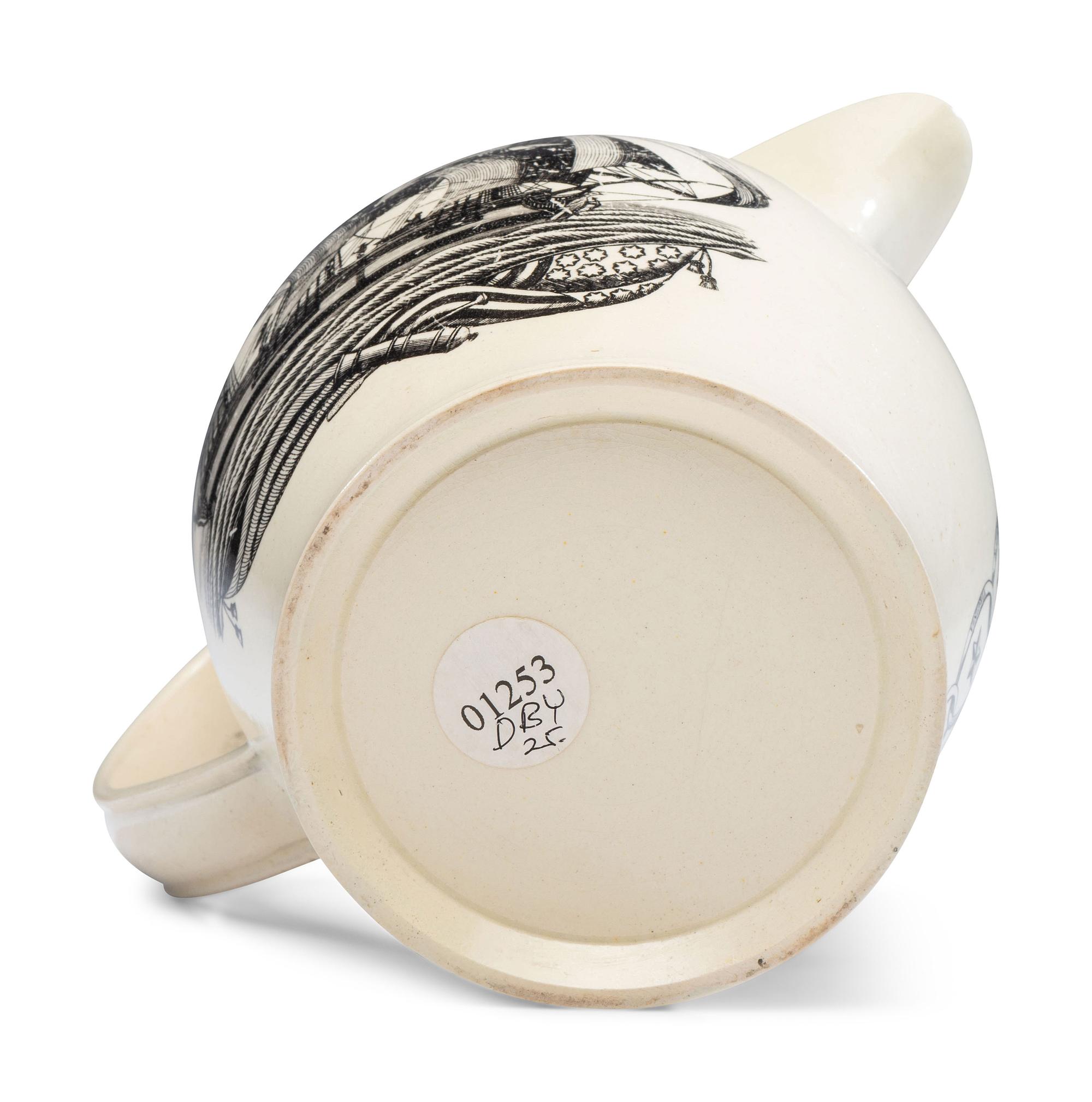 A Scarce Staffordshire Transfer-Printed Creamware 'Washington Crowned with Laurels by Liberty' Pitcher