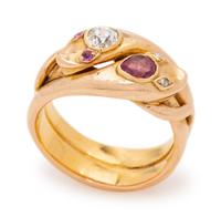 Victorian, Diamond and Ruby Snake Ring
