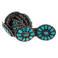 Navajo Silver and Turquoise Cluster Concha Belt