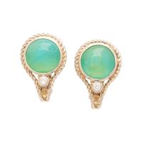 GREEN CHALCEDONY AND DIAMOND EARRINGS