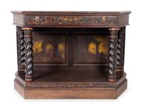 A Dutch Baroque Style Carved and Painted Mahogany Console Table