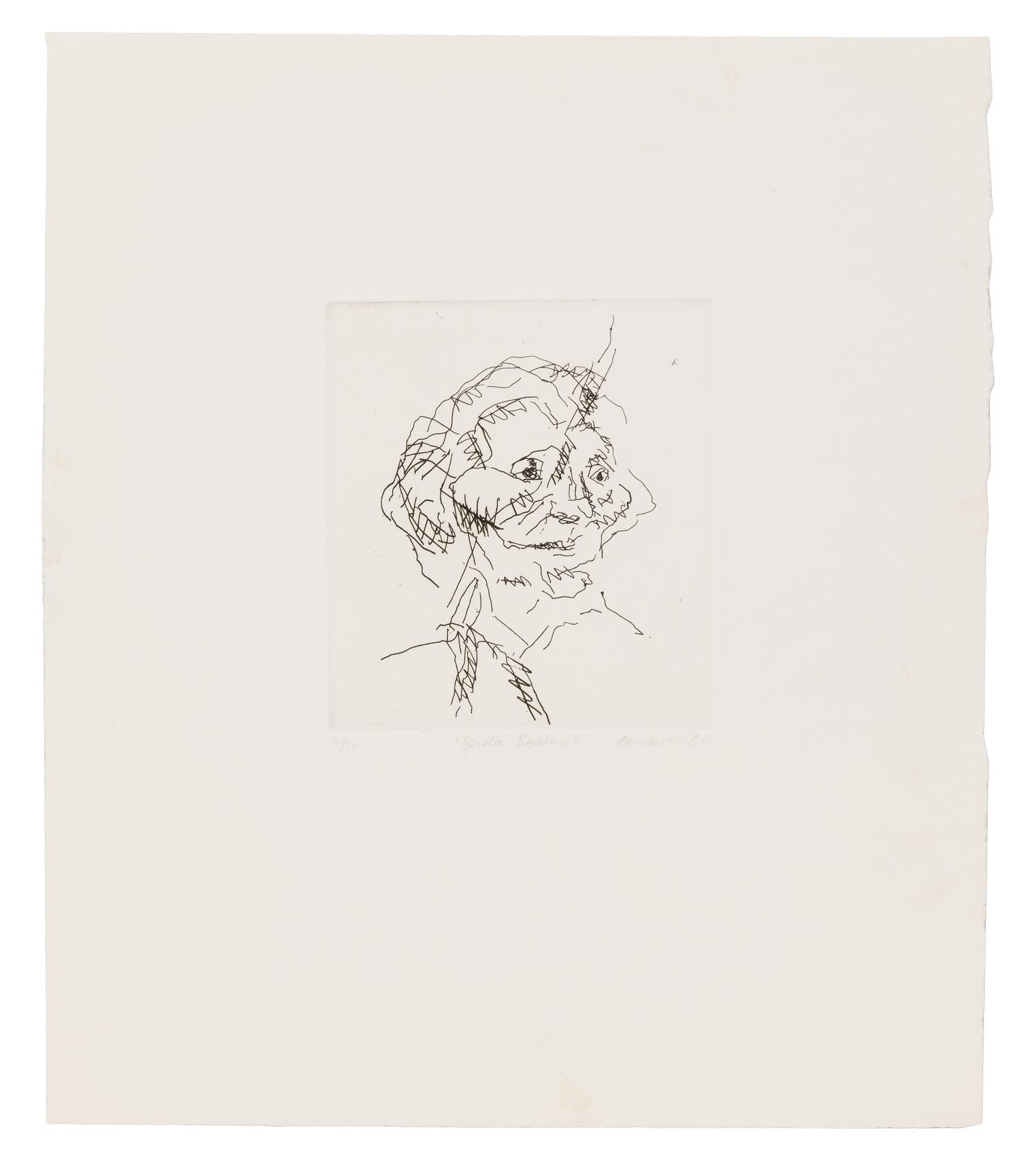 Frank Auerbach, (British, b. 1931), Gerda Boehm (from Six Etchings of Heads), 1980