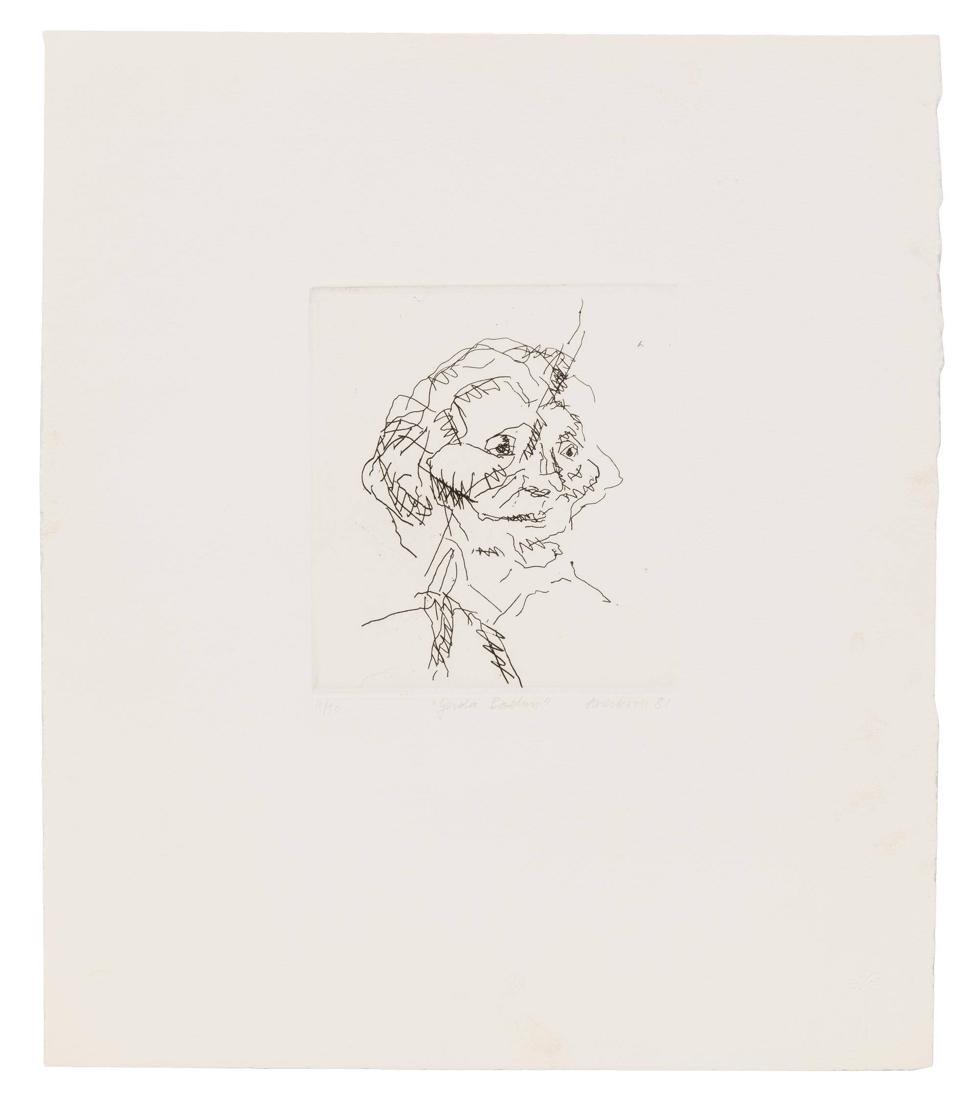 Frank Auerbach, (British, b. 1931), Gerda Boehm (from Six Etchings of Heads), 1980