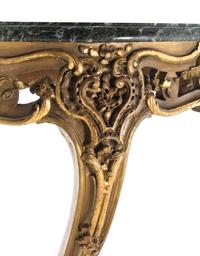 A Rococo Style Giltwood Marble-Top Console Table