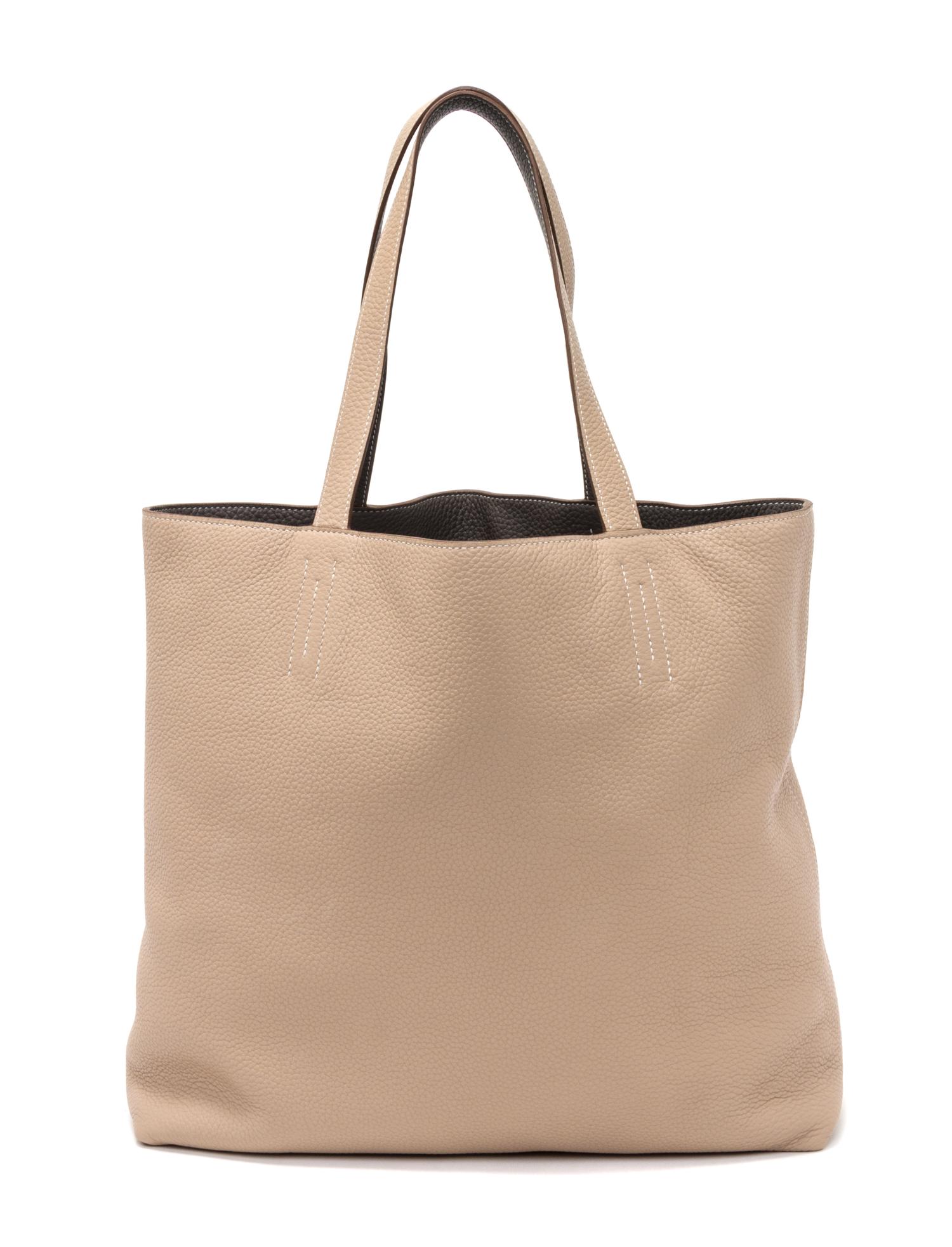 An Hermes Etoupe/Ebene 45cm Taurillon Clemence Double Sens Tote, 17.5" x 15.5" x 5".