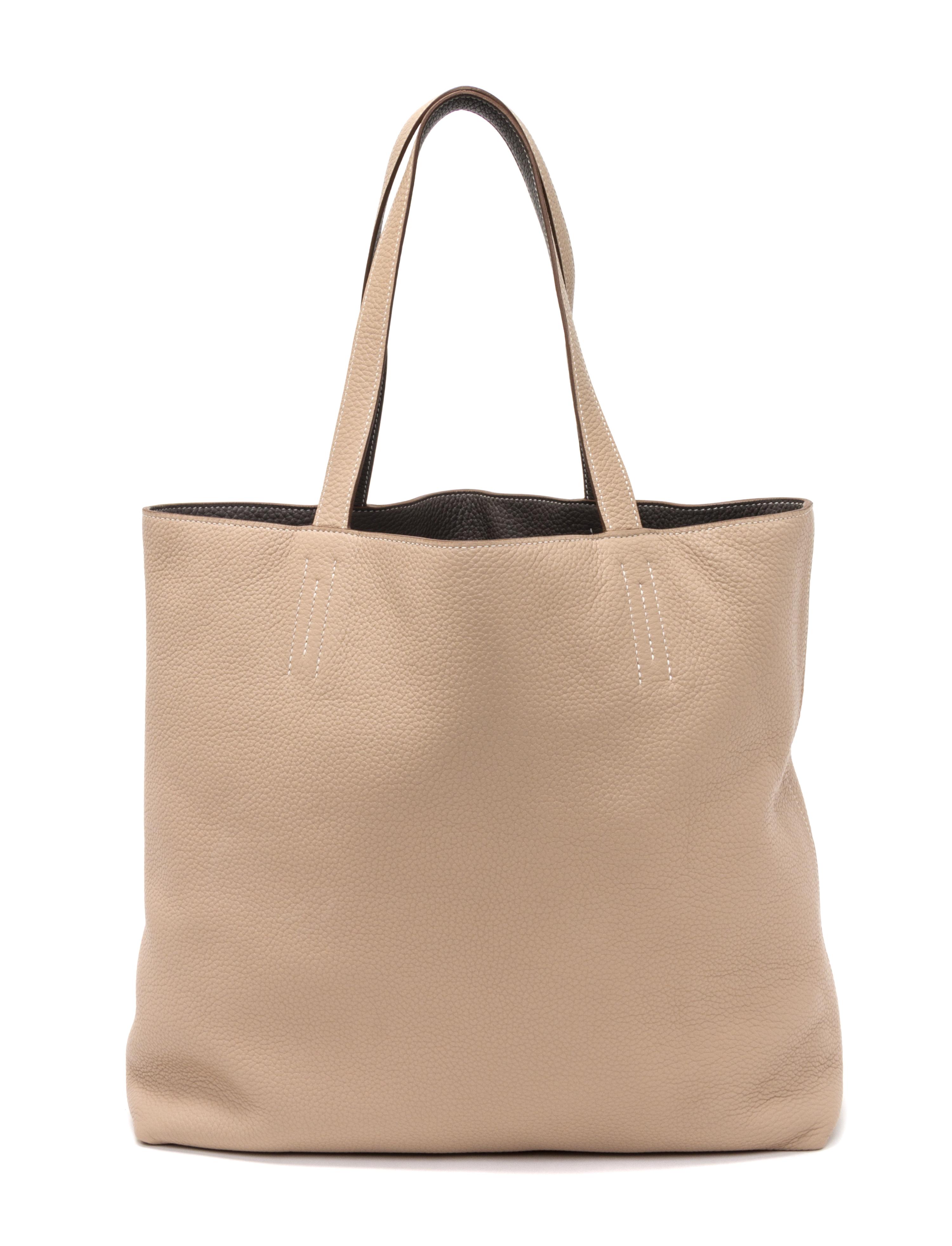 An Hermes Etoupe/Ebene 45cm Taurillon Clemence Double Sens Tote, 17.5" x 15.5" x 5".