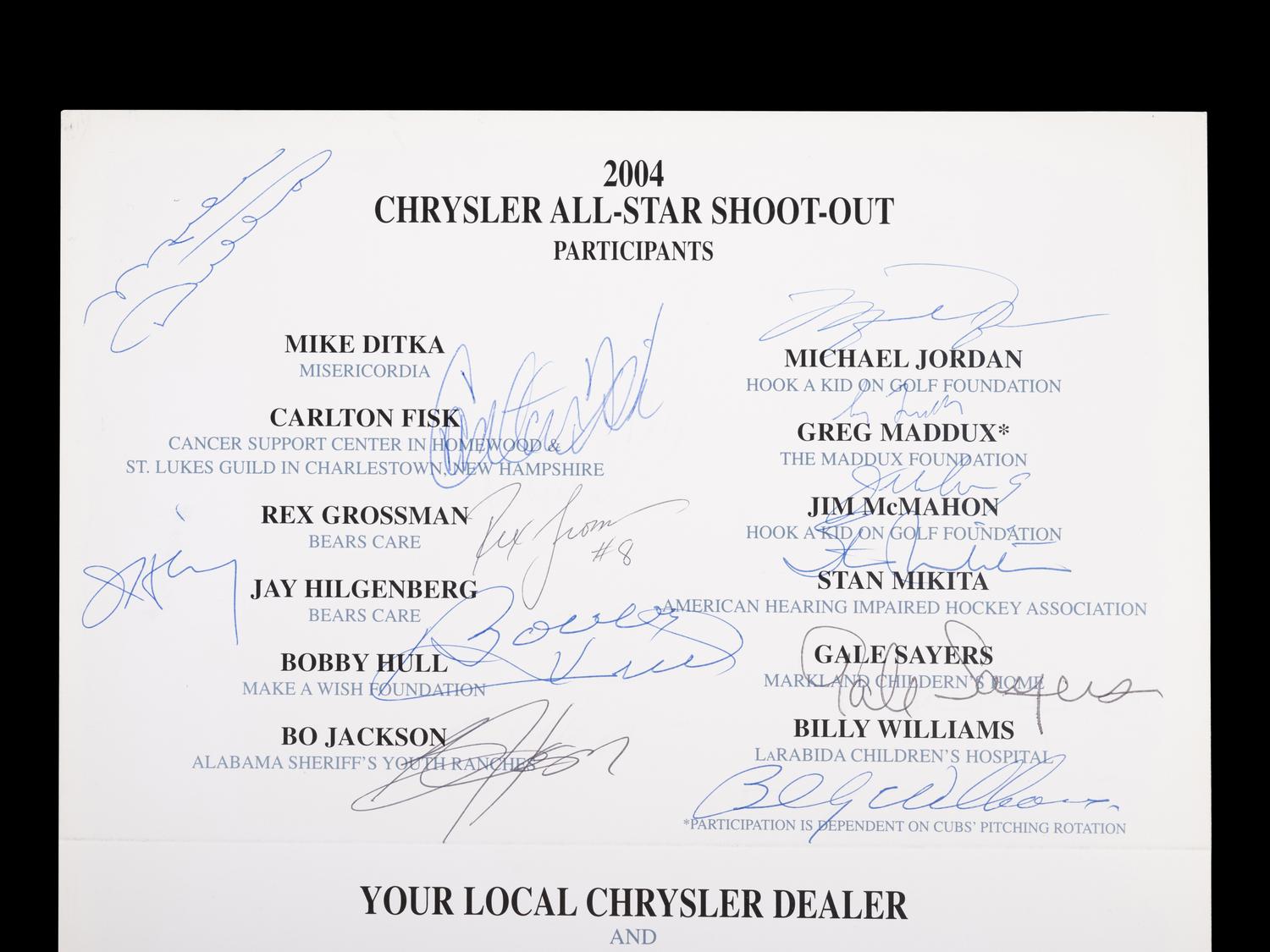 A 2004 Chrysler Golf Shootout Multi Signed Autograph Invitation Including Michael Jordan (Beckett Authentication Services Letter BAS Certified),