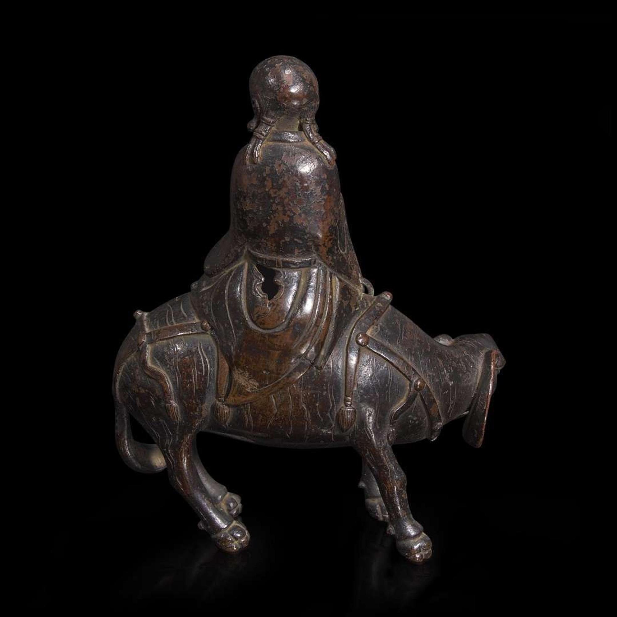 A patinated bronze "Immortal and Elephant" censer 仙人骑象铜炉 18th century or earlier ???????