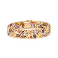 YELLOW GOLD AND MULTIGEM BANGLE BRACELET