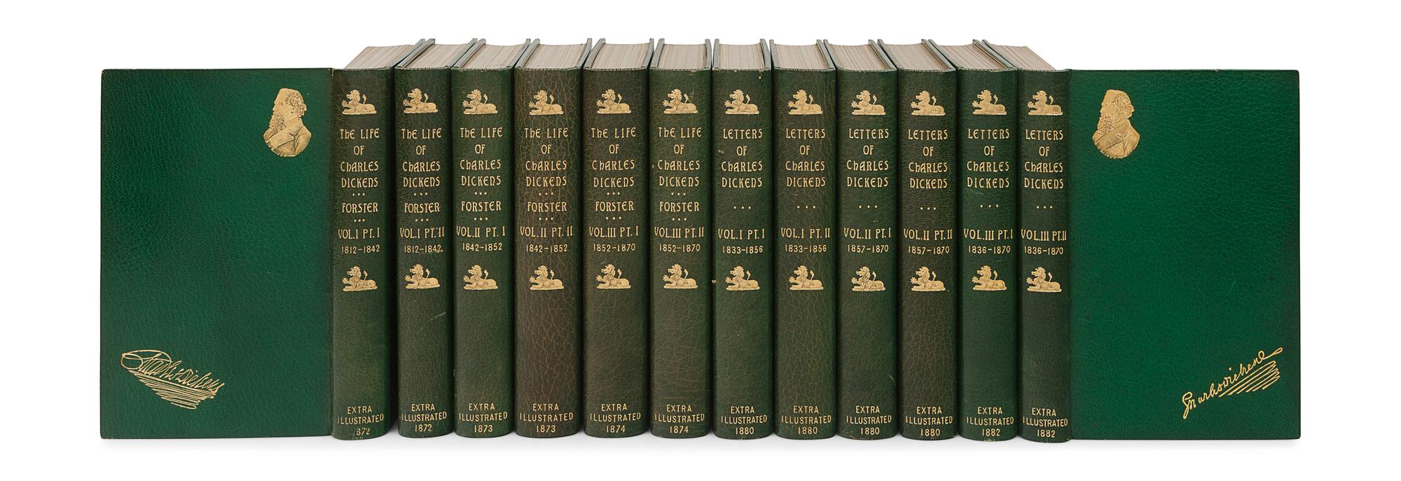 [BINDINGS]. -- [DICKENS, Charles]. FORSTER, John. The Life of Charles Dickens. London: Chapman and Hall, 1872-1874. -- Letters of Charles Dickens . London: Chapman and Hall, 1880-1882.