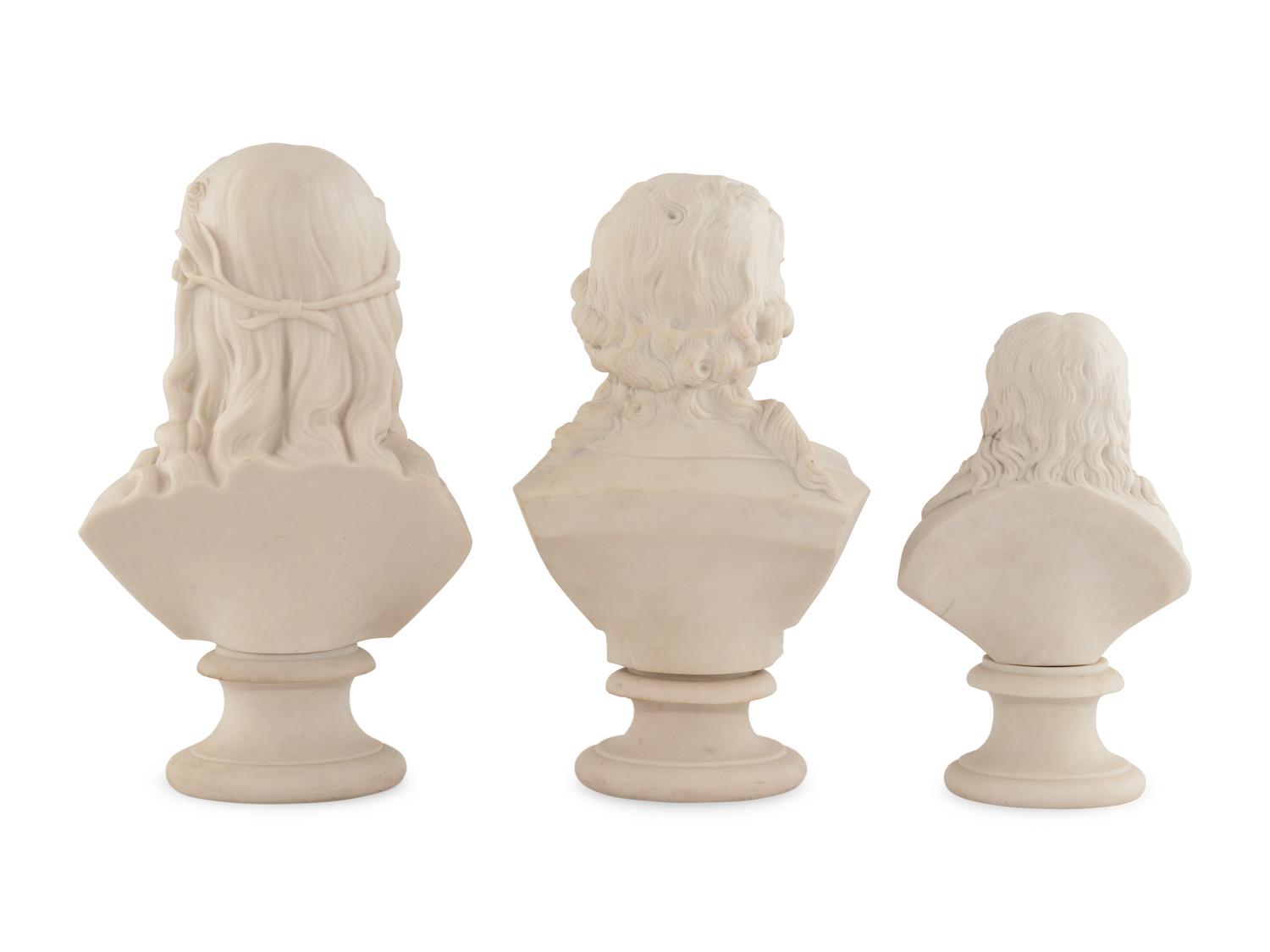 A Group of Three Parianware Busts