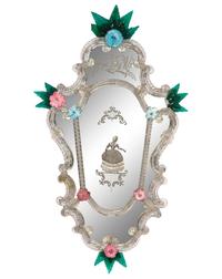 A Pair of Venetian Cartouche Form Etched Glass Girandole Mirrors