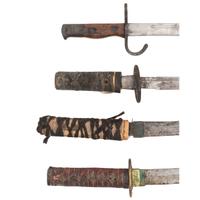 Lot of 4 Japanese Edged Weapons Including: 3 Wakizashi and a Type 30 Bayonet