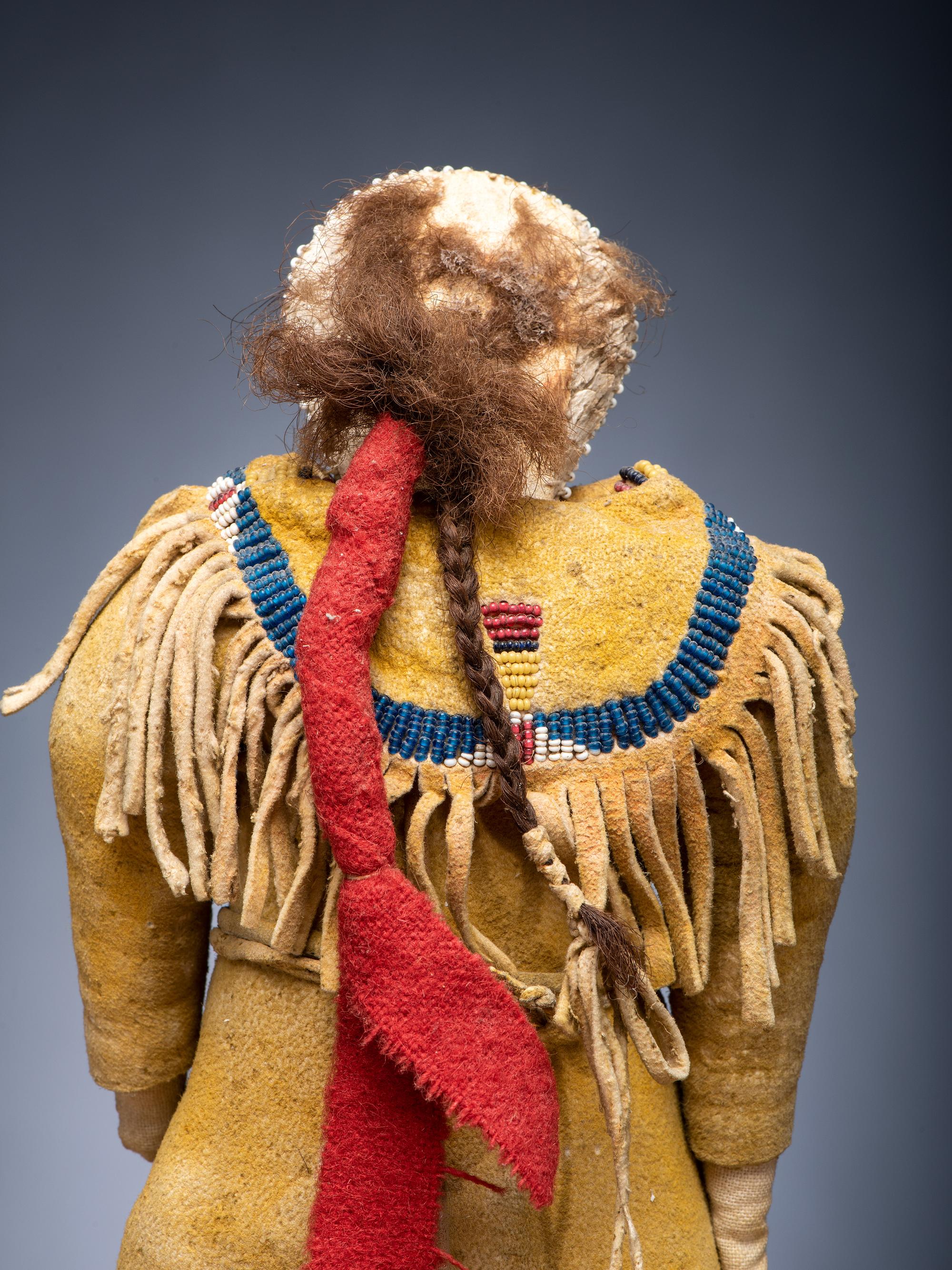 Cheyenne Beaded Hide Dolls, Pair