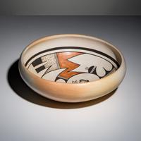 Fawn Navasie (Hopi-Tewa, b. 1959) — Polychrome Pottery Bowl, with Frog