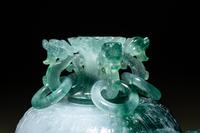 A Fine Semi-Translucent Green Jadeite Censer and Cover