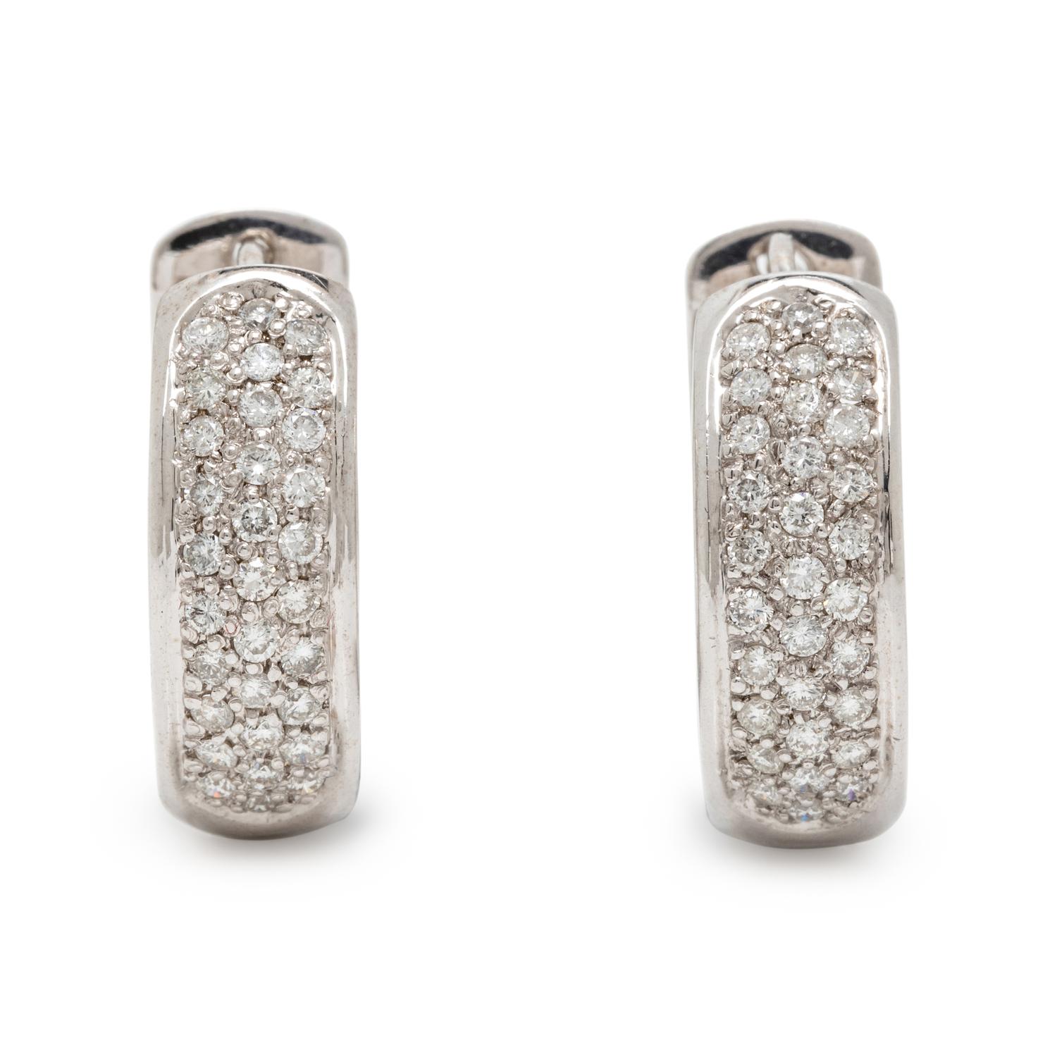 DIAMOND AND WHITE GOLD HEART MOTIF HOOP EARRINGS