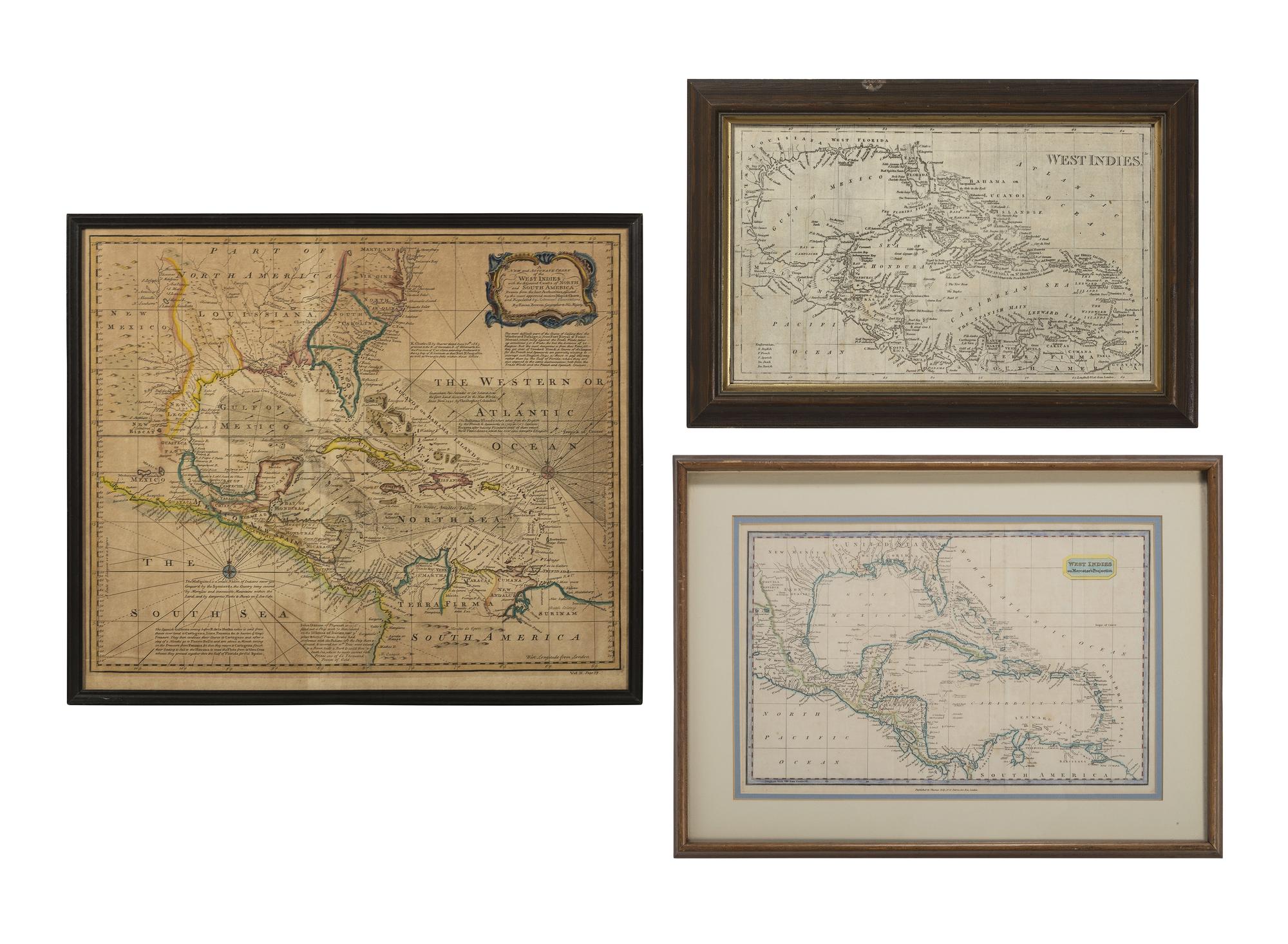 [CENTRAL AMERICA] Three maps of the Southeastern United States, the Caribbean, and Central America.