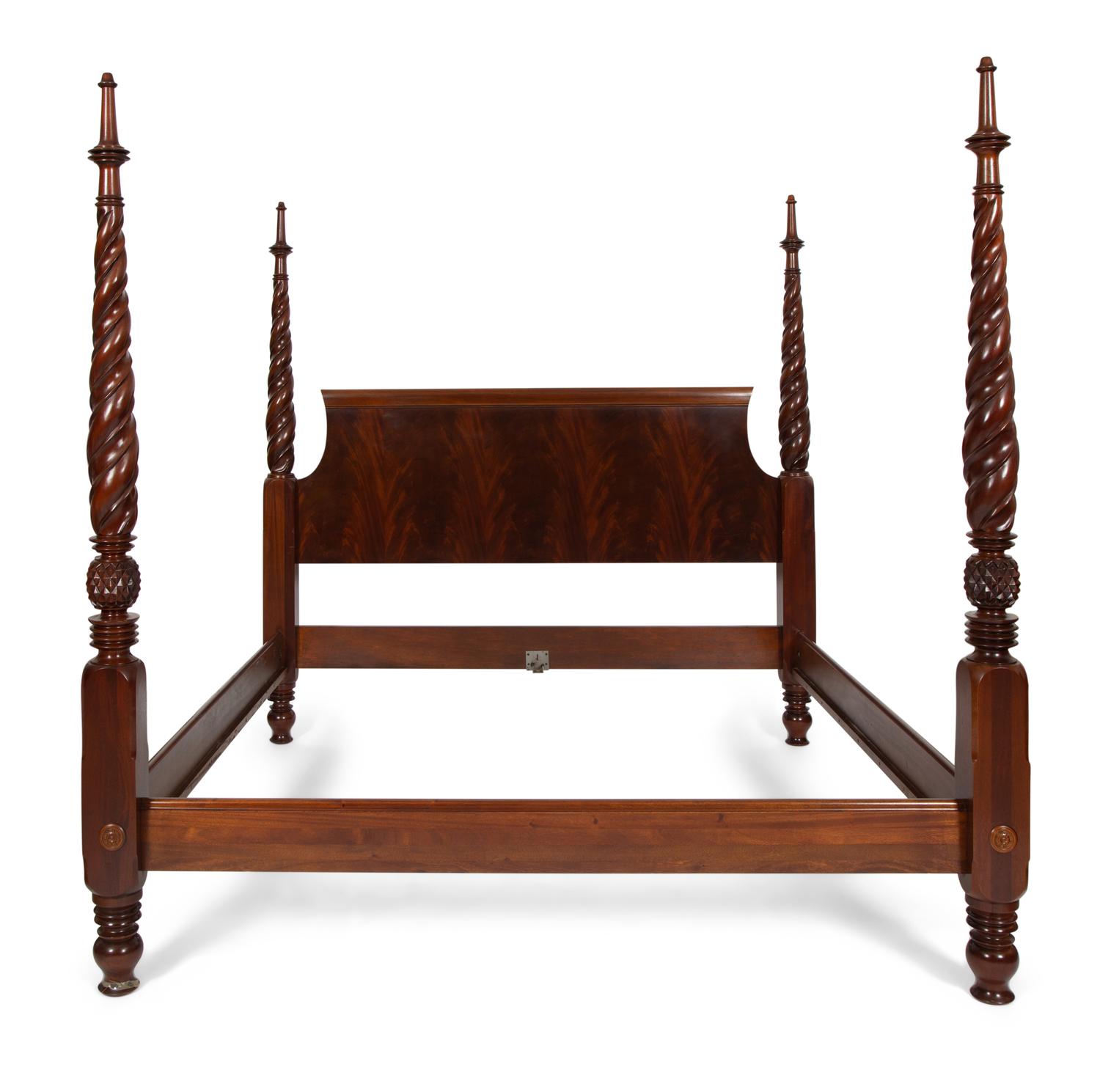 An American Carved Mahogany Four Poster Bed