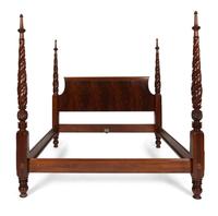 An American Carved Mahogany Four Poster Bed