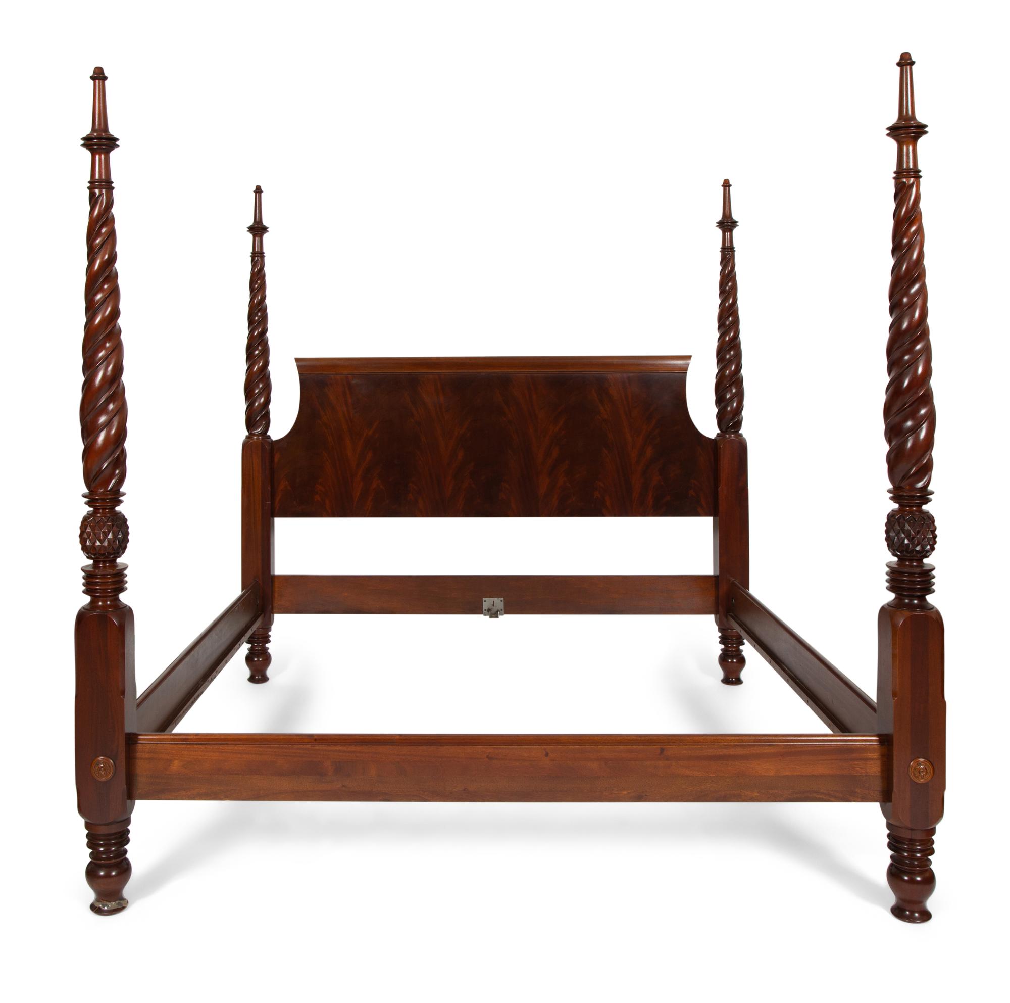 An American Carved Mahogany Four Poster Bed