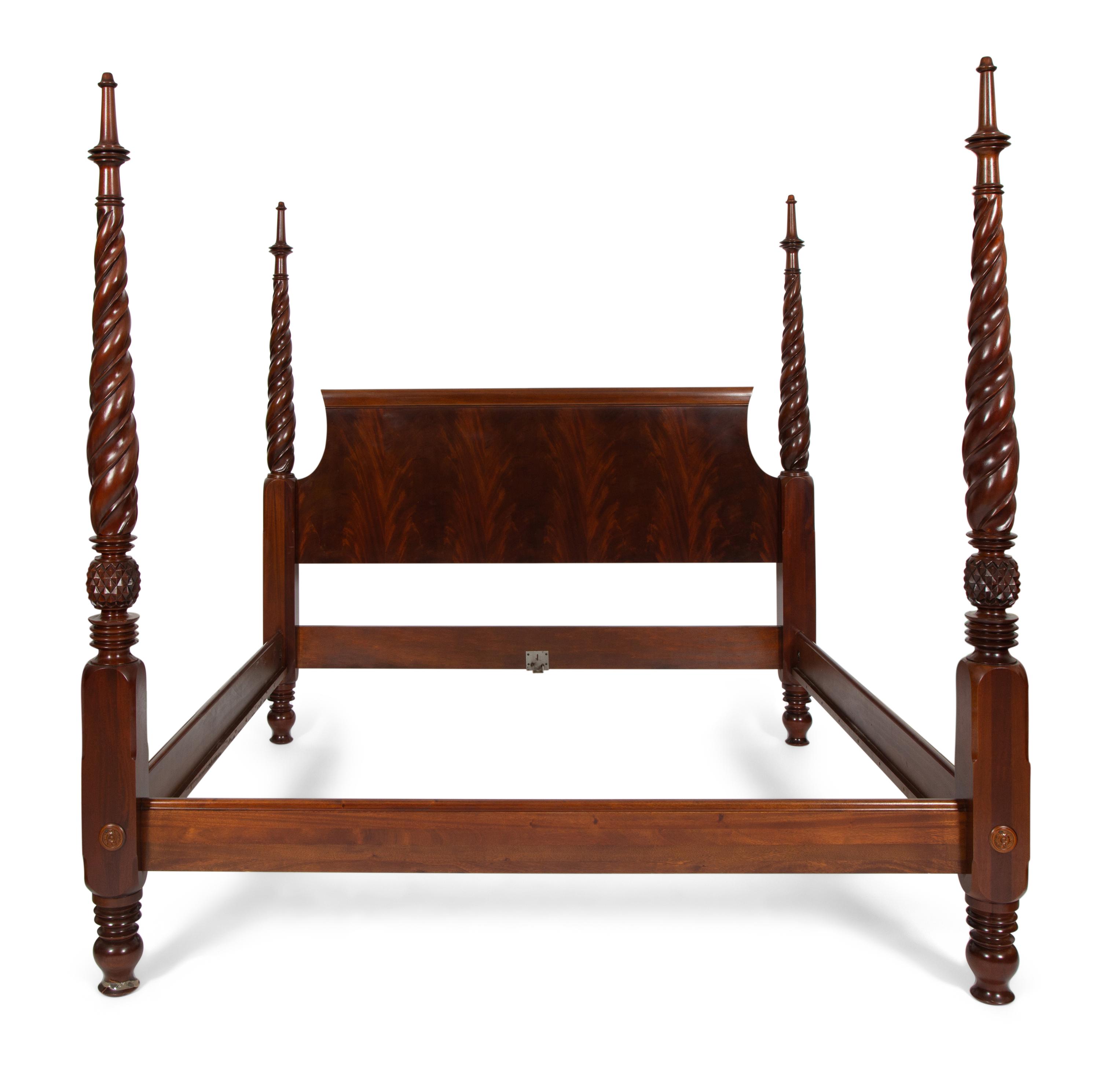 An American Carved Mahogany Four Poster Bed