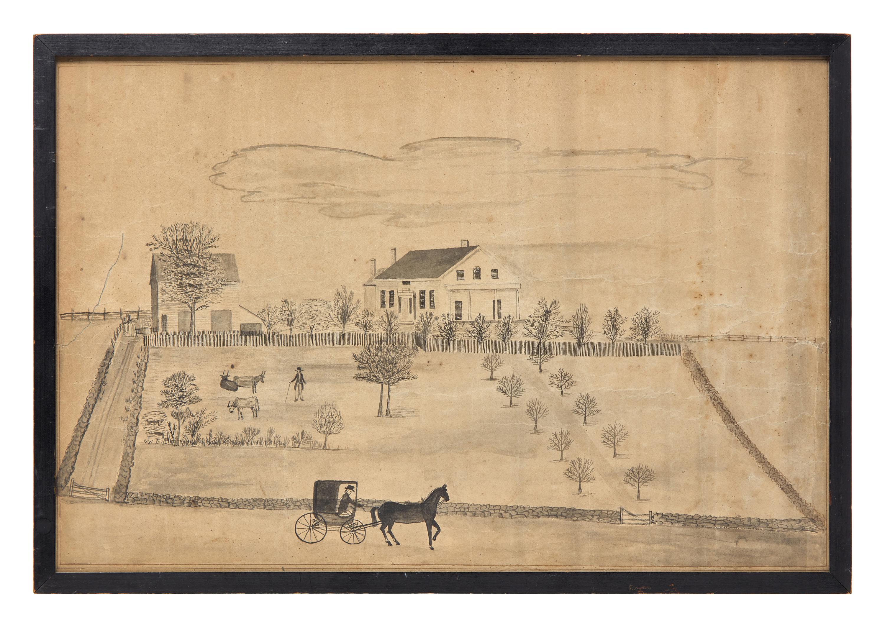 American School 19th Century, A Drawing of Foster Farm