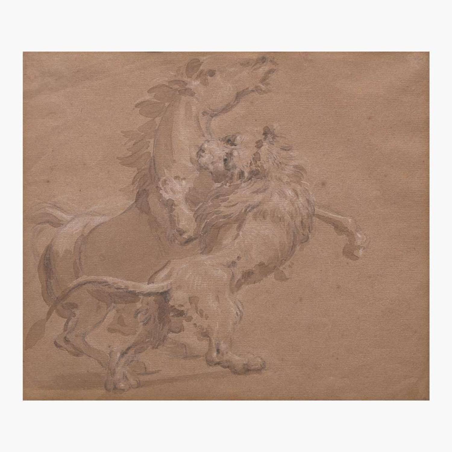 Attributed to Jean-Baptiste Oudry (French, 1686–1755) Lion Attaquant un Cheval