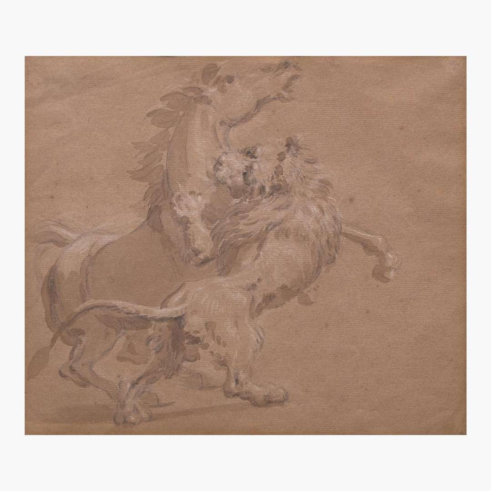 Attributed to Jean-Baptiste Oudry (French, 1686–1755) Lion Attaquant un Cheval