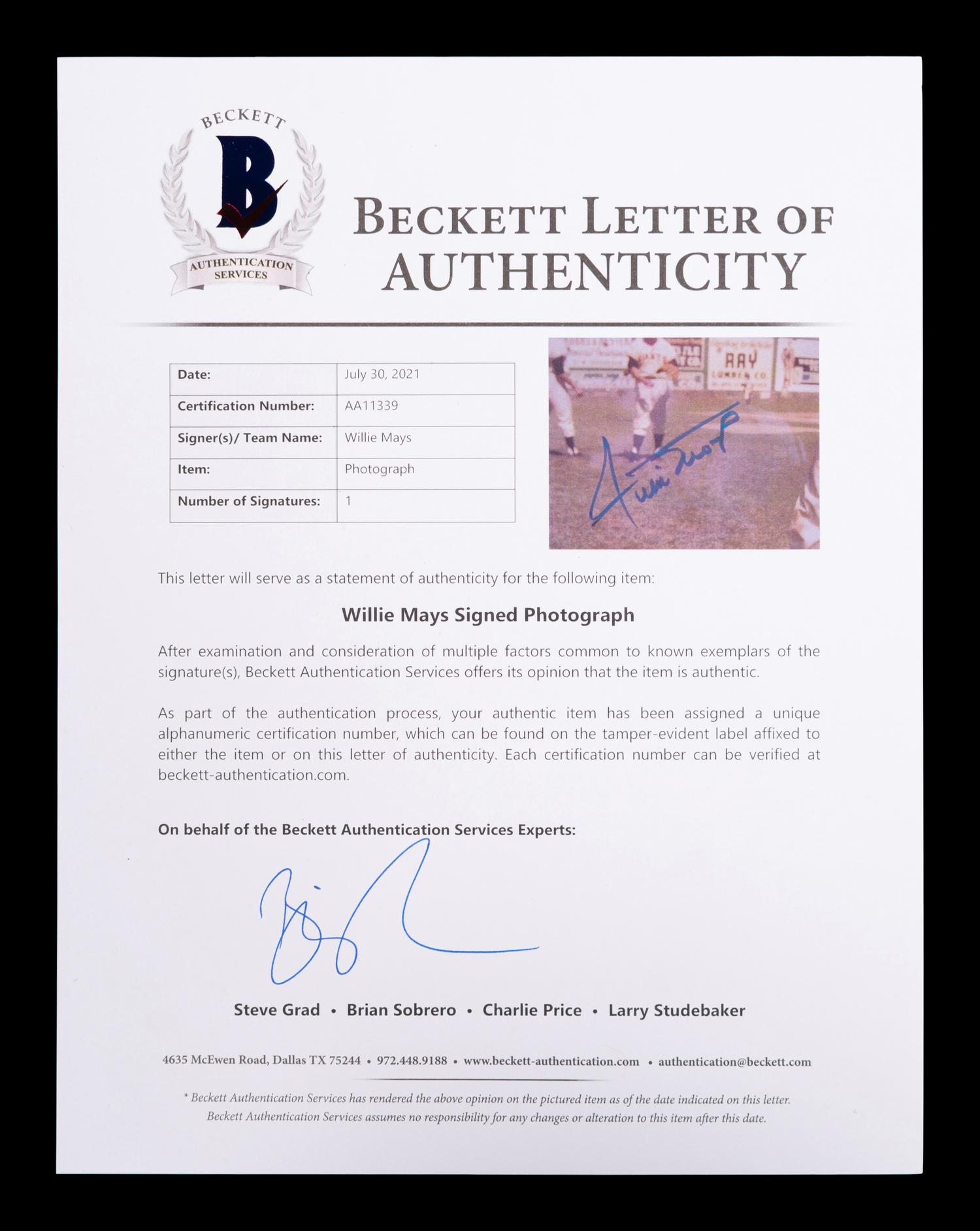 A Group of Mickey Mantle and Willie Mays Signed Autograph Photographs (BAS Beckett Authentication Services Certified),
