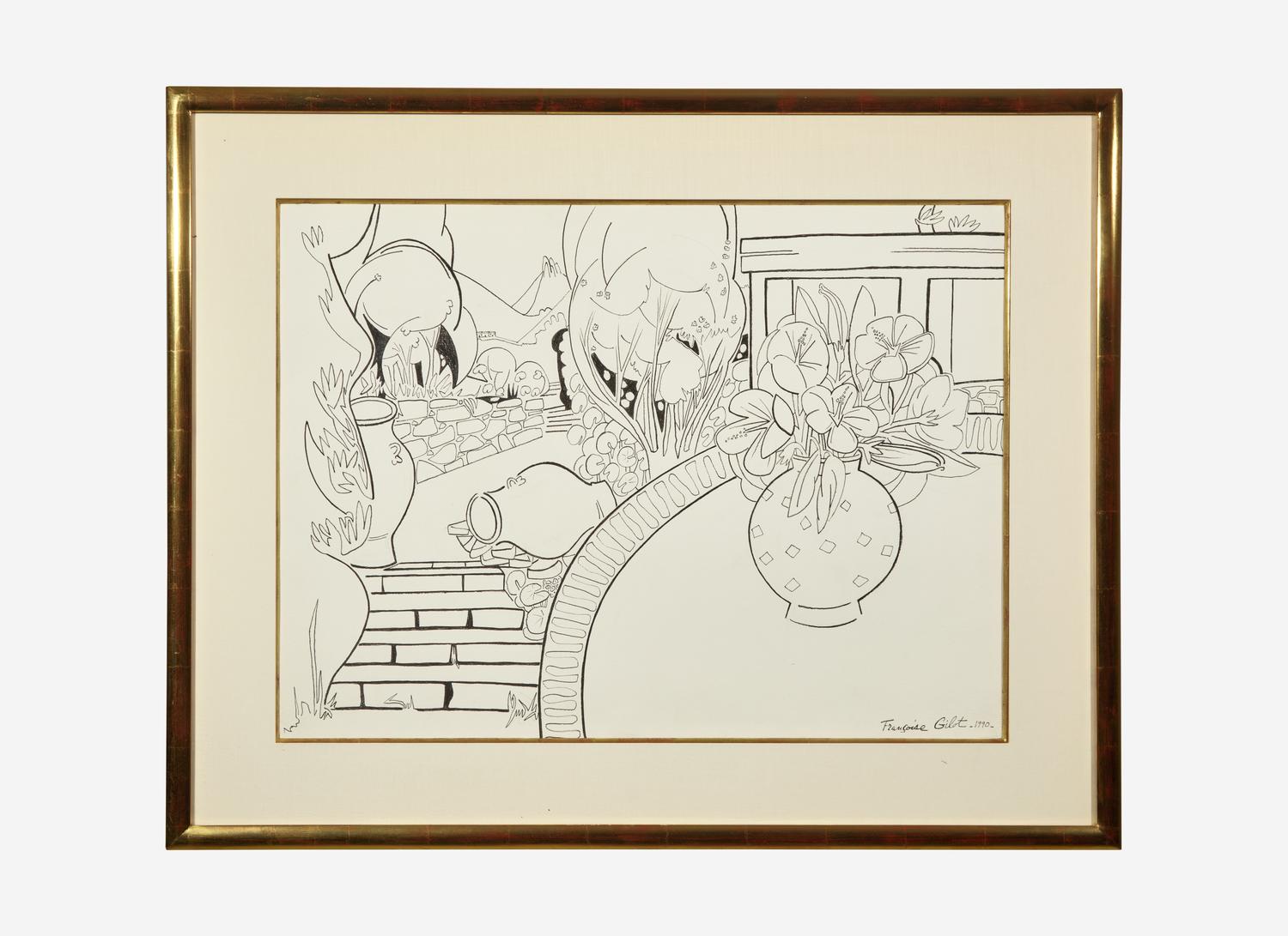 Paysage Grec avec Grappe de Raisin and Bouquet d’hibiscus Dans le Jardin , 1990 (a pair of works)