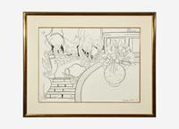 Paysage Grec avec Grappe de Raisin and Bouquet d’hibiscus Dans le Jardin , 1990 (a pair of works)