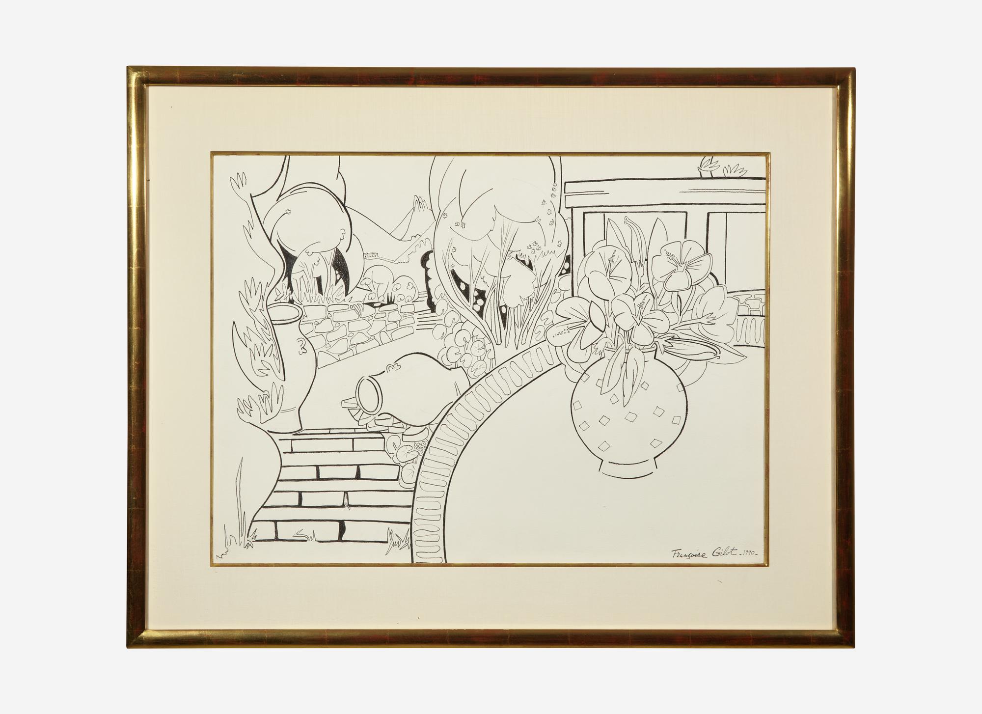 Paysage Grec avec Grappe de Raisin and Bouquet d’hibiscus Dans le Jardin , 1990 (a pair of works)