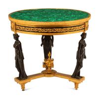 An Empire Style Gilt and Patinated Bronze Malachite-Top Table