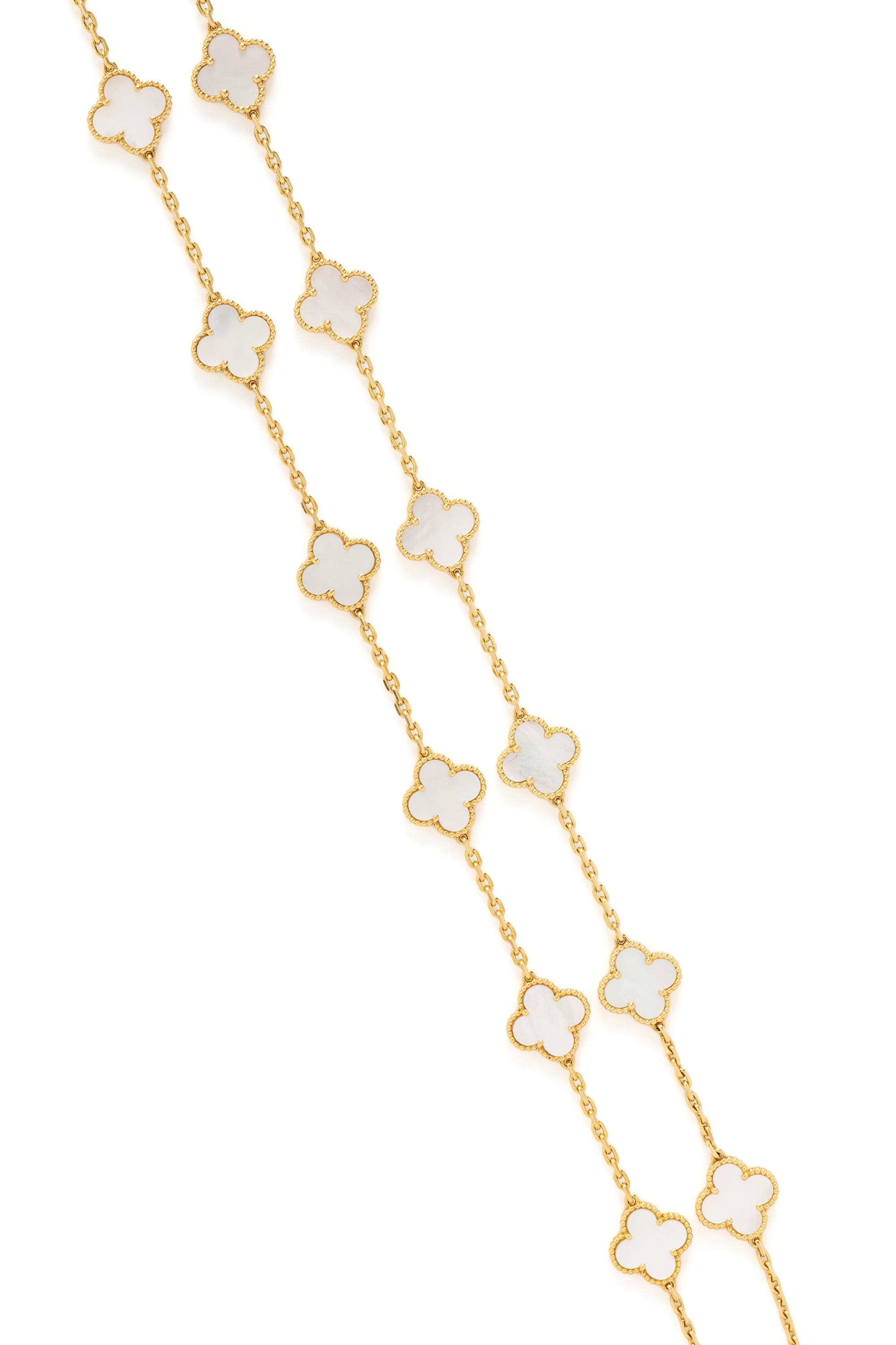 VAN CLEEF & ARPELS, YELLOW GOLD AND MOTHER-OF-PEARL 'ALHAMBRA' NECKLACE
