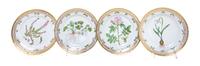 A Set of Four Royal Copenhagen Flora Danica Jubilee Edition Dessert Plates Diameter 8 5/8 inches.