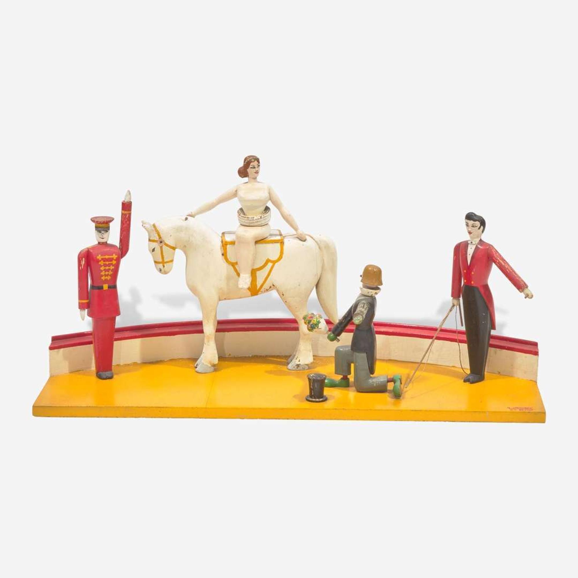 Roger Guit (French, 1899-1978) A Group of Five Carved and Painted Circus Act Dioramas