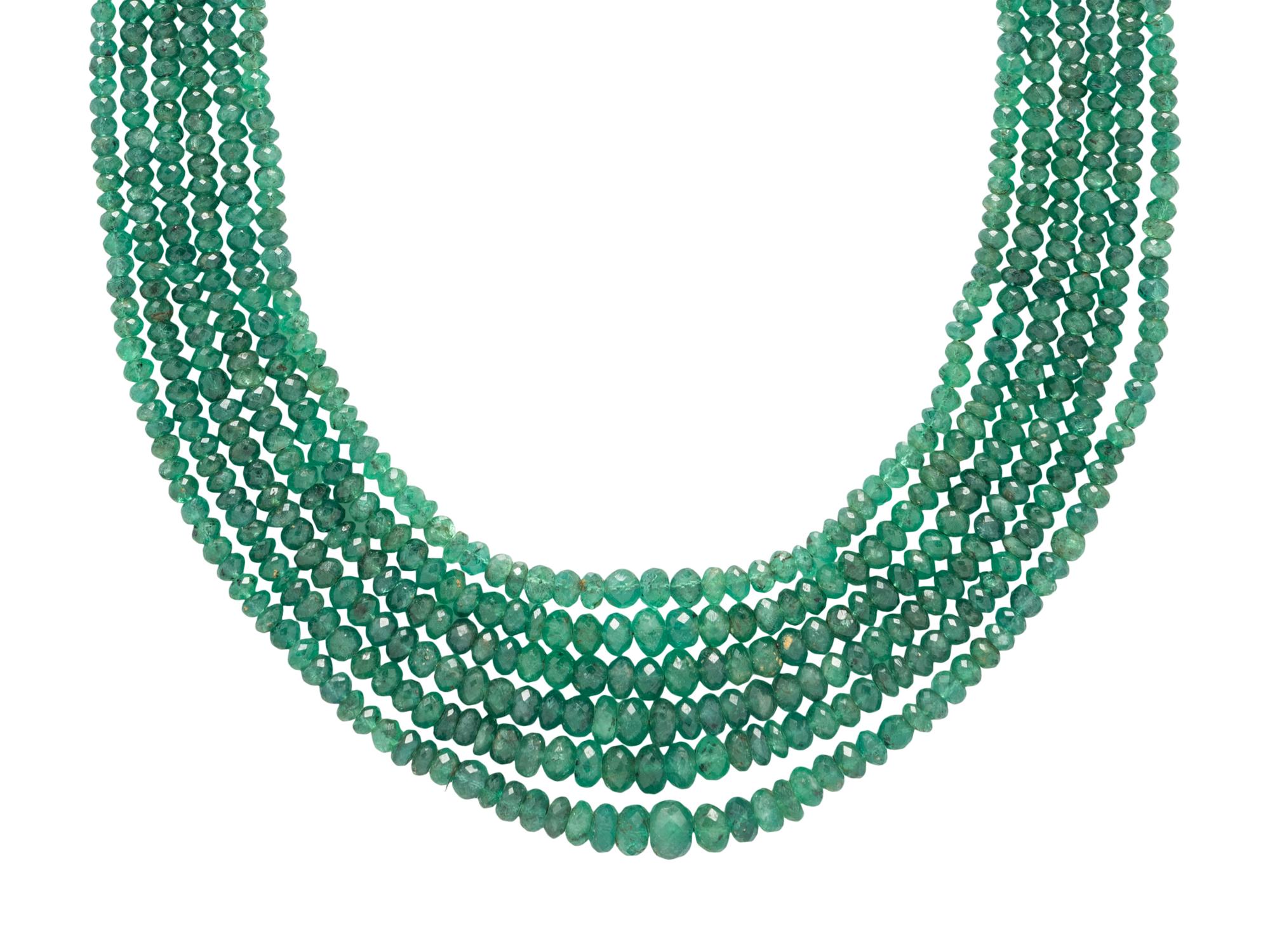 CELLINO, MULTISTRAND EMERALD BEAD NECKLACE